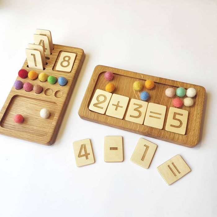Wooden Math Board with Number Cards and Felt Balls - My Playroom 