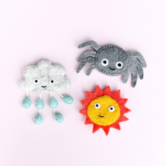Tara Treasures Felt Itsy Bitsy Spider (Incy Wincy Spider) Finger Puppet Set of 3 - My Playroom 