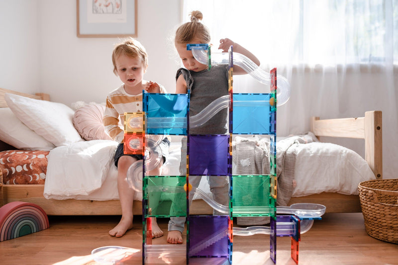 Connetix Rainbow COMPLETE BUNDLE Mega Pack 212p + Ball Run 92p + Base Plate 2p - My Playroom 