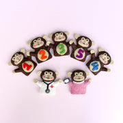 5 Little Monkeys Felt Finger Puppet Set of 5 Monkeys 1 Doctor 1 Mama - My Playroom 