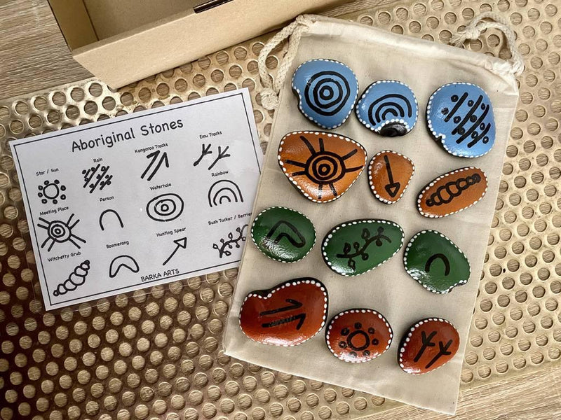 Barka Arts Aboriginal Symbol Stones - My Playroom 
