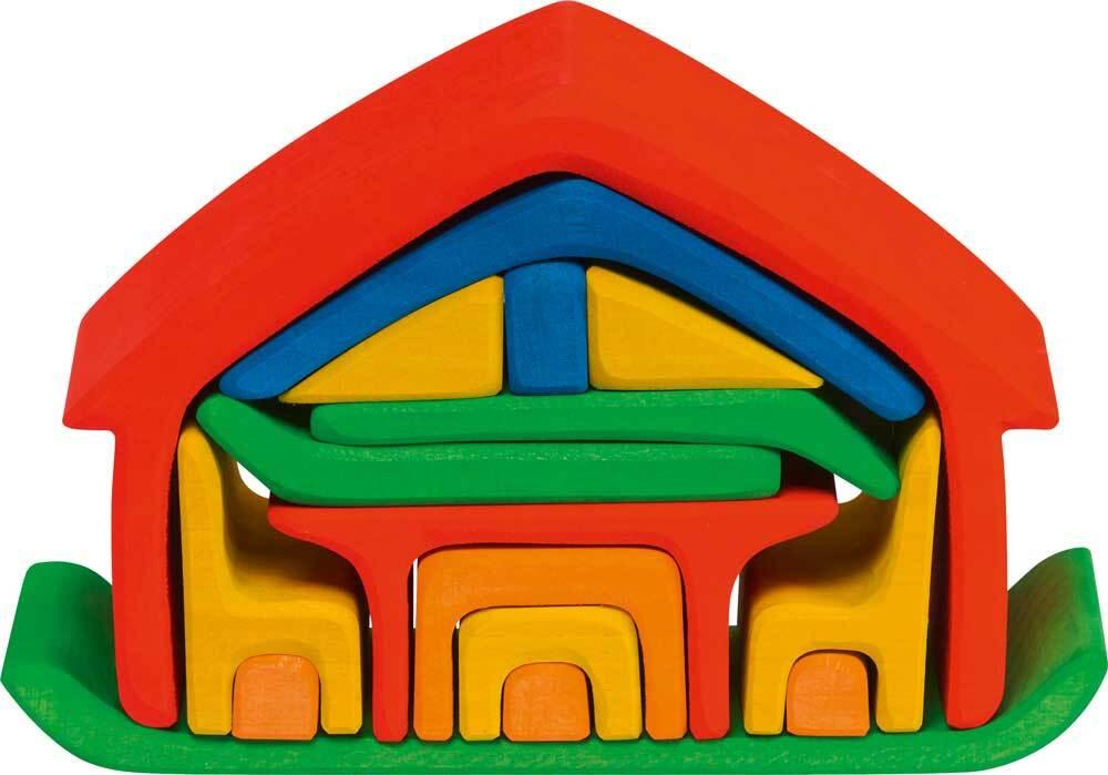 Gluckskafer Wooden Blocks - All in House Red 17 pcs 22 x 7 x 15cm - My Playroom 