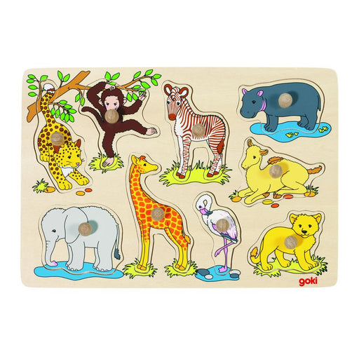 Goki African Baby Animals Puzzle with knobs 12m+ - My Playroom 