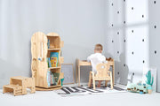 Bunny Tickles Mesasilla Revolving Book Shelf - Solid Wood Bookcase 60(D) x 105(H)cm - My Playroom 