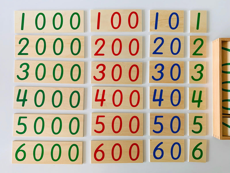 Montessori Large Wooden (Place Value) Number Cards 1-9000 - My Playroom 