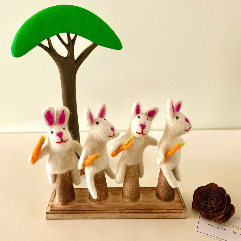 Papoose Felt Bunny Finger Puppets Set of 2 - My Playroom 