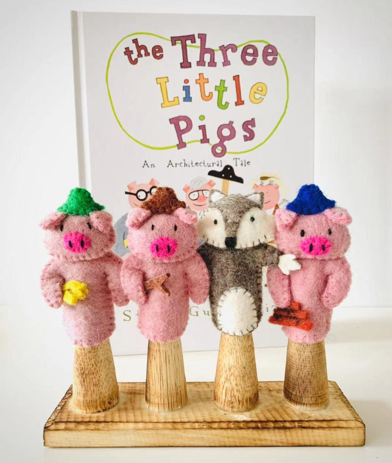 Tara Treasures Felt Three Little Pigs Finger Puppet Set of 4 - My Playroom 