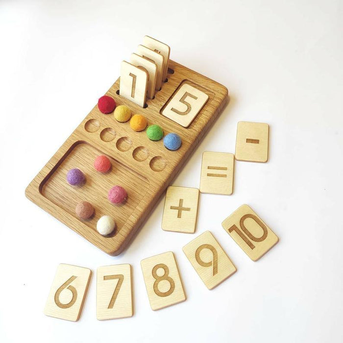 Wooden Math Board with Number Cards and Felt Balls - My Playroom 