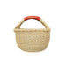 Small Round Bolga Basket with Leather Handle - Natural 22-26cm - My Playroom 