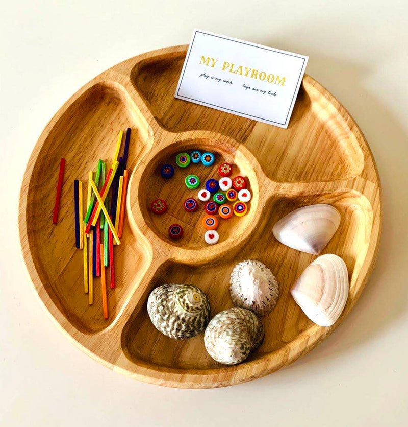 Qtoys Round Divided Natural Activity Tray - My Playroom 