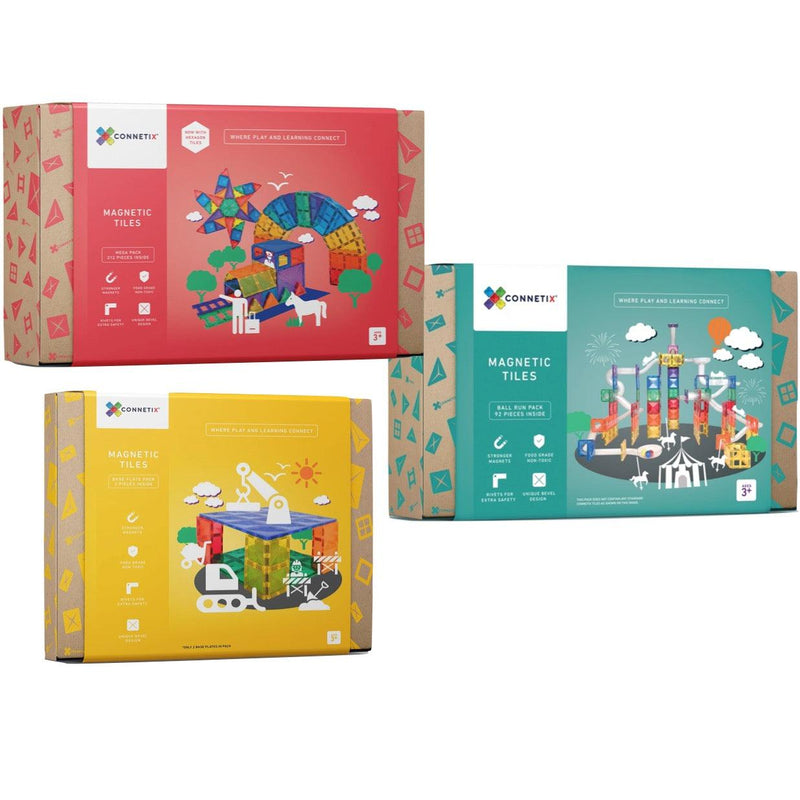 Connetix Rainbow COMPLETE BUNDLE Mega Pack 212p + Ball Run 92p + Base Plate 2p - My Playroom 