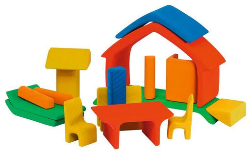 Gluckskafer Wooden Blocks - All in House Red 17 pcs 22 x 7 x 15cm - My Playroom 