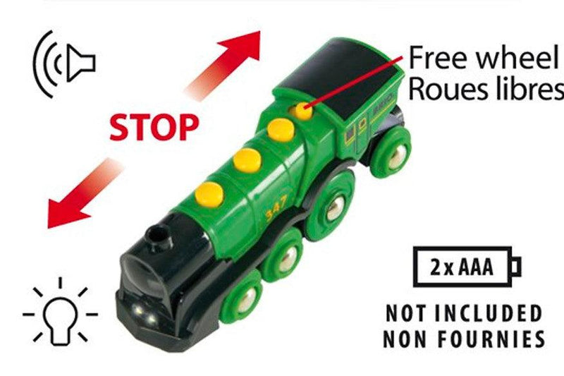 BRIO Big Green Action Locomotive with Sound and Light 3yrs+ - My Playroom 