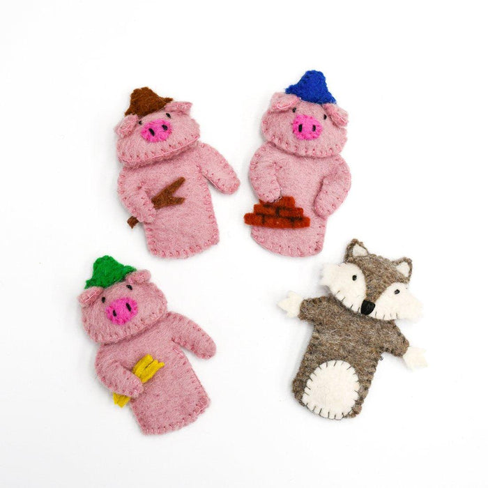 Tara Treasures Felt Three Little Pigs Finger Puppet Set of 4 - My Playroom 