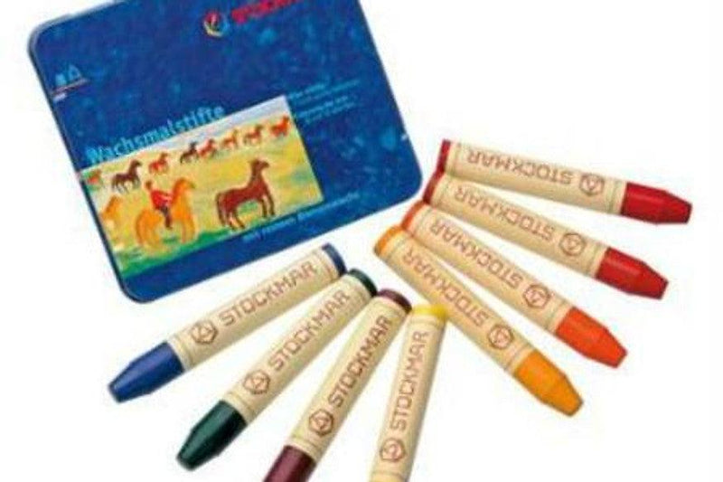 Stockmar Wax Crayons with Pure Beeswax 8 Sticks in Tin Waldorf Mix 3yrs+ - My Playroom 