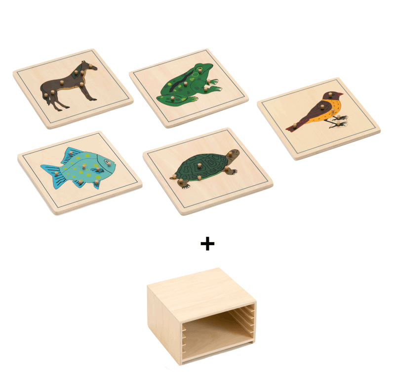 Montessori 5 Animals Wooden Puzzle with Storage Set - My Playroom 