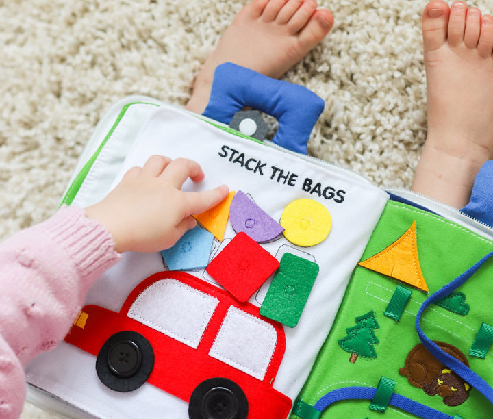 Away we go Fabric Book by Curious Columbus Kids Travel Toys Interactive Book Developmental Toys for Toddlers Gifts Idea Best Seller 2yrs+