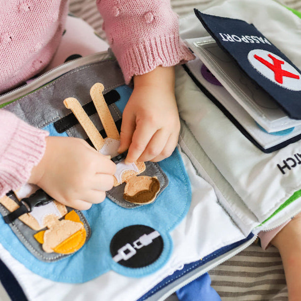 Away we go Fabric Book by Curious Columbus Kids Travel Toys Interactive Book Developmental Toys for Toddlers Gifts Idea Best Seller 2yrs+