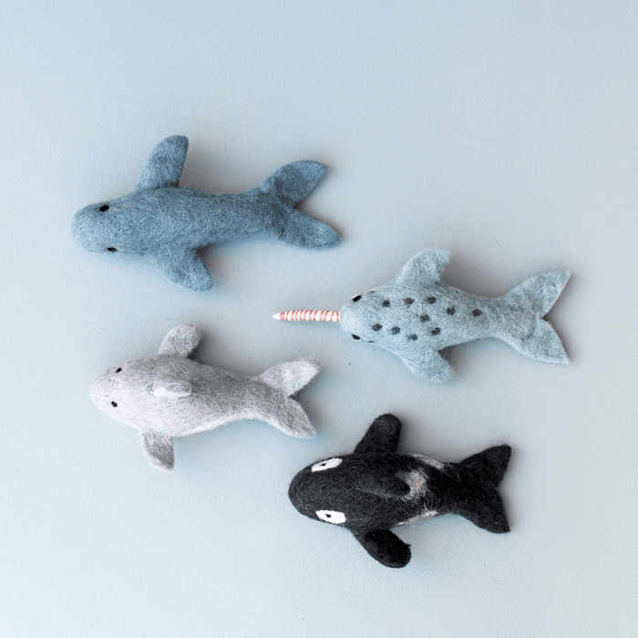 Tara Treasures Felt Ocean Marine Mammals Toys - Orca, Whale, Dolphin, Narwhal - My Playroom 