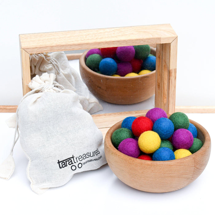 Tara Treasures Wool Felt Balls 30 Piece 3cm - Bright Colours - My Playroom 