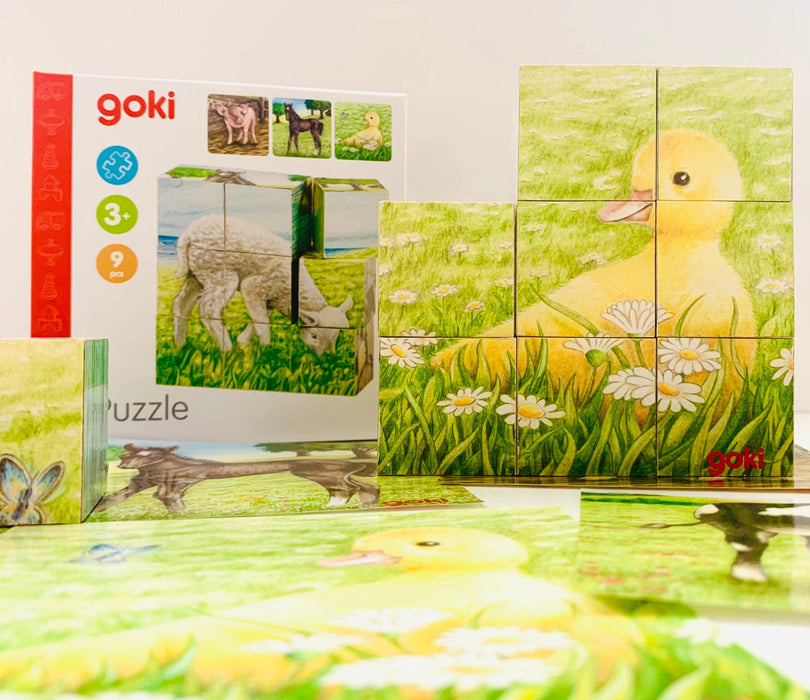 Goki Farm Animals Cube Puzzle 3yrs+ - My Playroom 