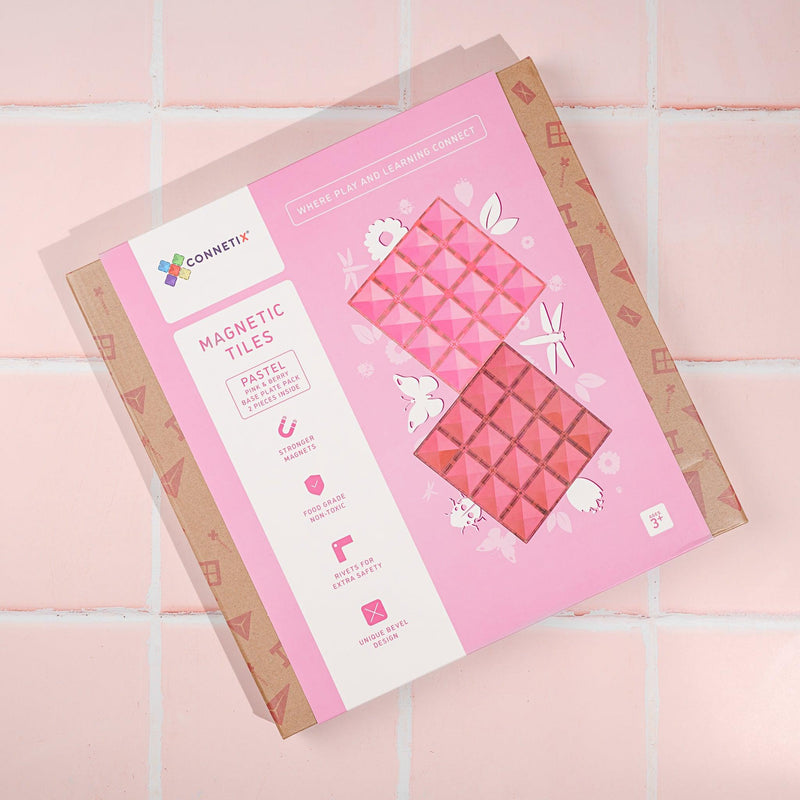 Connetix Pastel Base Plate Pink & Berry 2 Piece Pack - My Playroom 