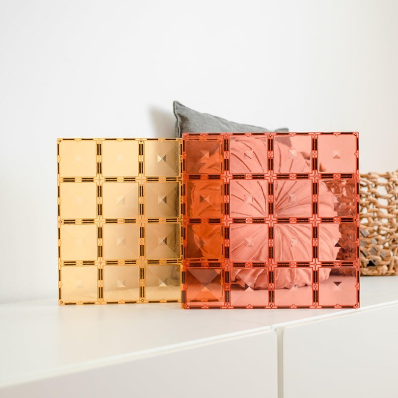 Magnetic Tiles Connetix Tiles Pastel Base Plate Lemon & Peach 2 Piece Pack - My Playroom 