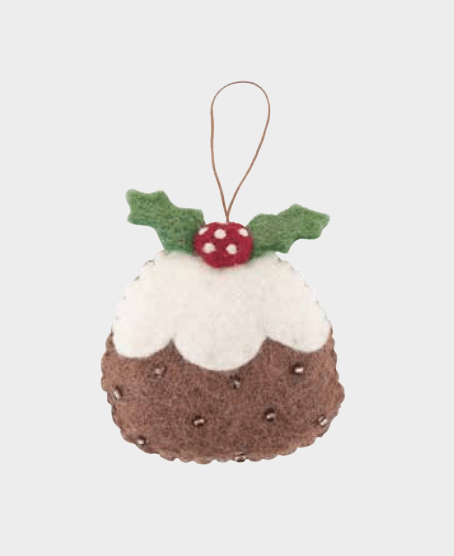 Christmas tree hanging Set of 3 Candy Cane/Holly Leaves/Pudding with Holly - My Playroom 