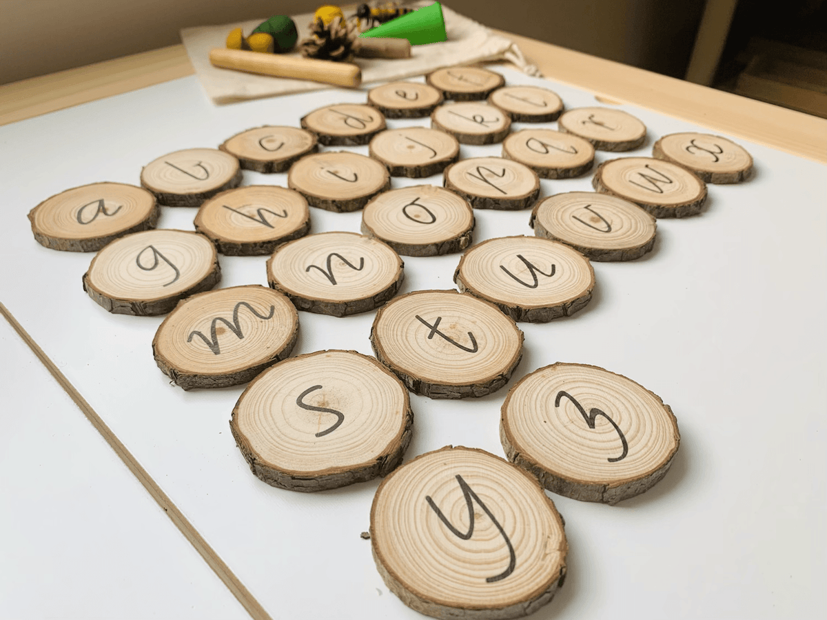 My Little Set Victorian Modern Cursive Script Tree Slice Alphabet Earl ...
