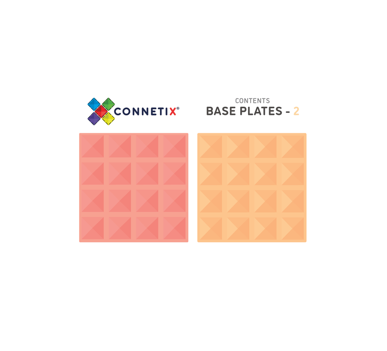 Connetix Pastel Base Plate Lemon & Peach 2 Piece Pack - My Playroom 