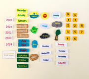 Today is English Fabric Calendar Wall Chart Blue - My Playroom 