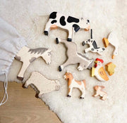 Holztiger Cat Small Black & White Wooden Farm Animal - My Playroom 