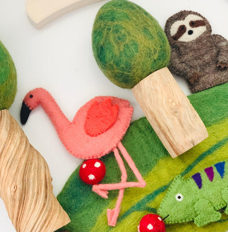 Tara Treasures Felt Rainforest Animals Woodland Finger Puppets Set of 4 - My Playroom 