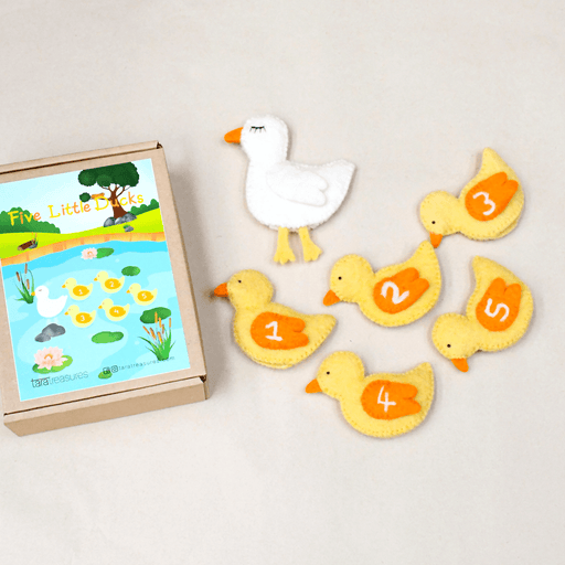 Tara Treasures Felt Five Little Ducks Farm Finger Puppet Set of 6 - My Playroom 