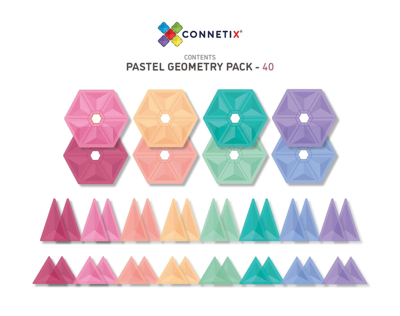 Connetix Pastel Geometry Pack 40 Piece - My Playroom 