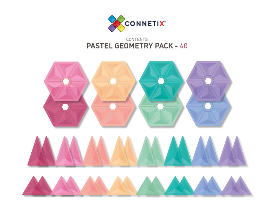 Connetix Pastel Geometry Pack 40 Piece - My Playroom 