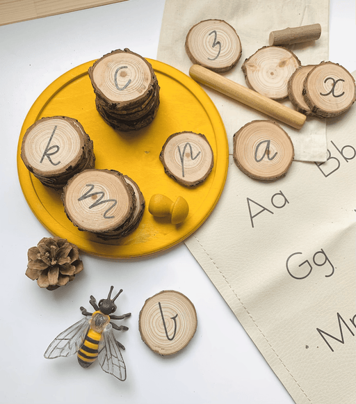 My Little Set Victorian Modern Cursive Script Tree Slice Alphabet - My Playroom 