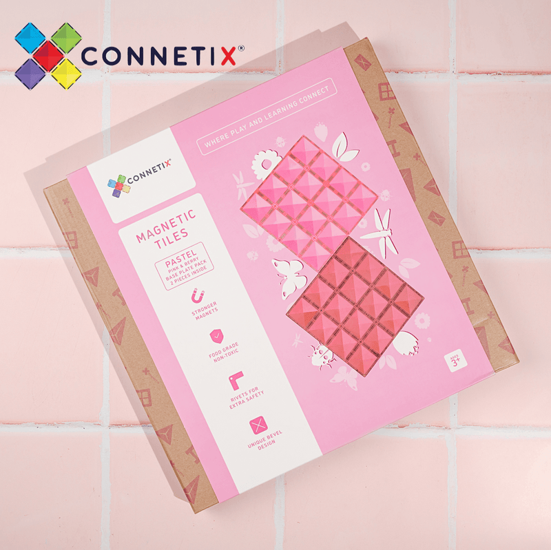 Connetix Pastel Base Plate Pink & Berry 2 Piece Pack - My Playroom 