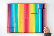Gluckskafer Wooden Blocks - Rainbow Building Slats in Tray 64 Pieces Age 2+ - My Playroom 