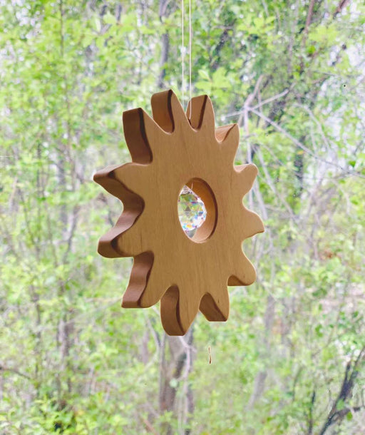 Wooden Sun Catcher Hanging Mobile Waldorf Inspired - Sun - My Playroom 