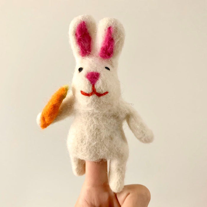 Papoose Felt Bunny Finger Puppets Set of 2 - My Playroom 