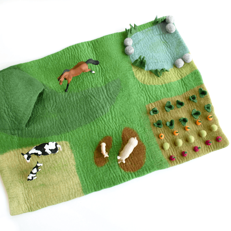 Tara Treasures Large Felt Farm Play Mat Playscape 80cm - My Playroom 