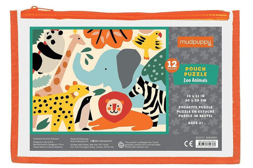 Mudpuppy Pouch 12 Pc Puzzle – Zoo Animals 2+ - My Playroom 