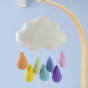 Tara Treasures Large Felt Cloud Nursery Mobile Pastel Rainbow Raindrops - My Playroom 