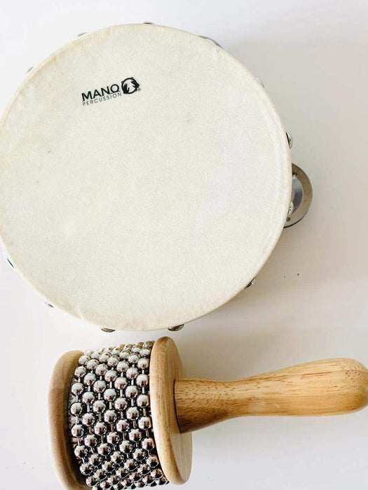 Mano Percussion 15cm Wood Tambourine with Calf Skin - My Playroom 
