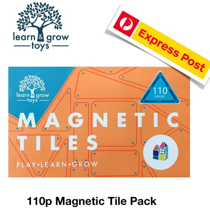 Learn and Grow Toys Magnetic Tiles - 110pc Pack 3yrs+