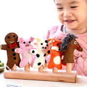 Tara Treasures Felt Gingerbread Man Story Finger Puppet Set of 7 - My Playroom 