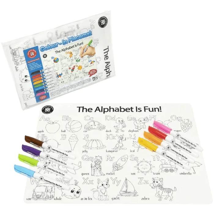 Colour In Placemat + 8 Markers - ABC - My Playroom 