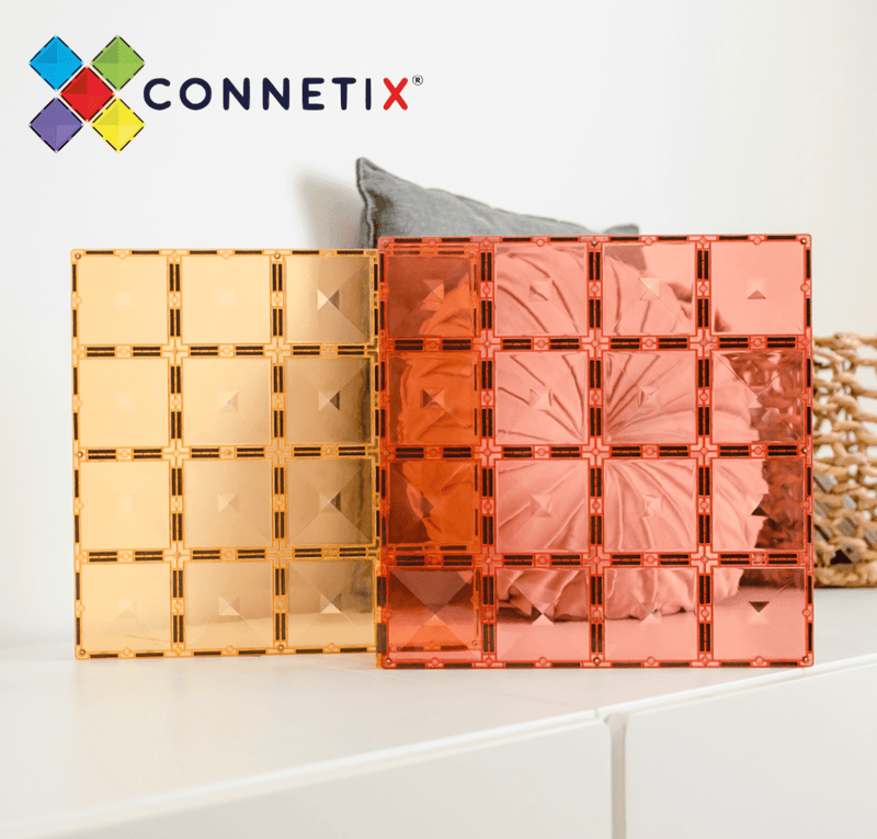 Connetix Pastel Base Plate Lemon & Peach 2 Piece Pack - My Playroom 