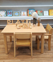 Montessori Furniture Toddler TABLE SET (12m - 3 Yrs) Armchair Beechwood - Table 80(L) x 60(W) x 46(H)cm, Chair 26cm(H) - My Playroom 
